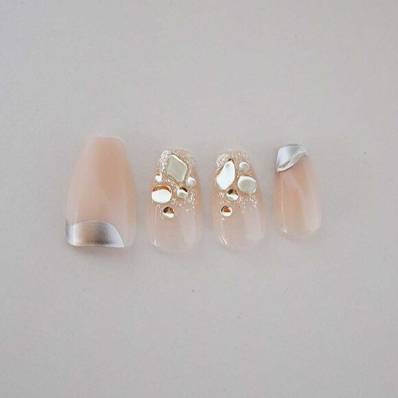 Big Drip Nails Medium Length. Stunning Wedding Nails for Brides. - Picture 7 of 11